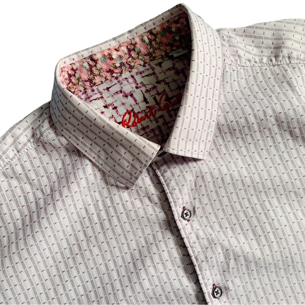 Robert Graham Pink Striped Flip Cuff Shirt Size XL
